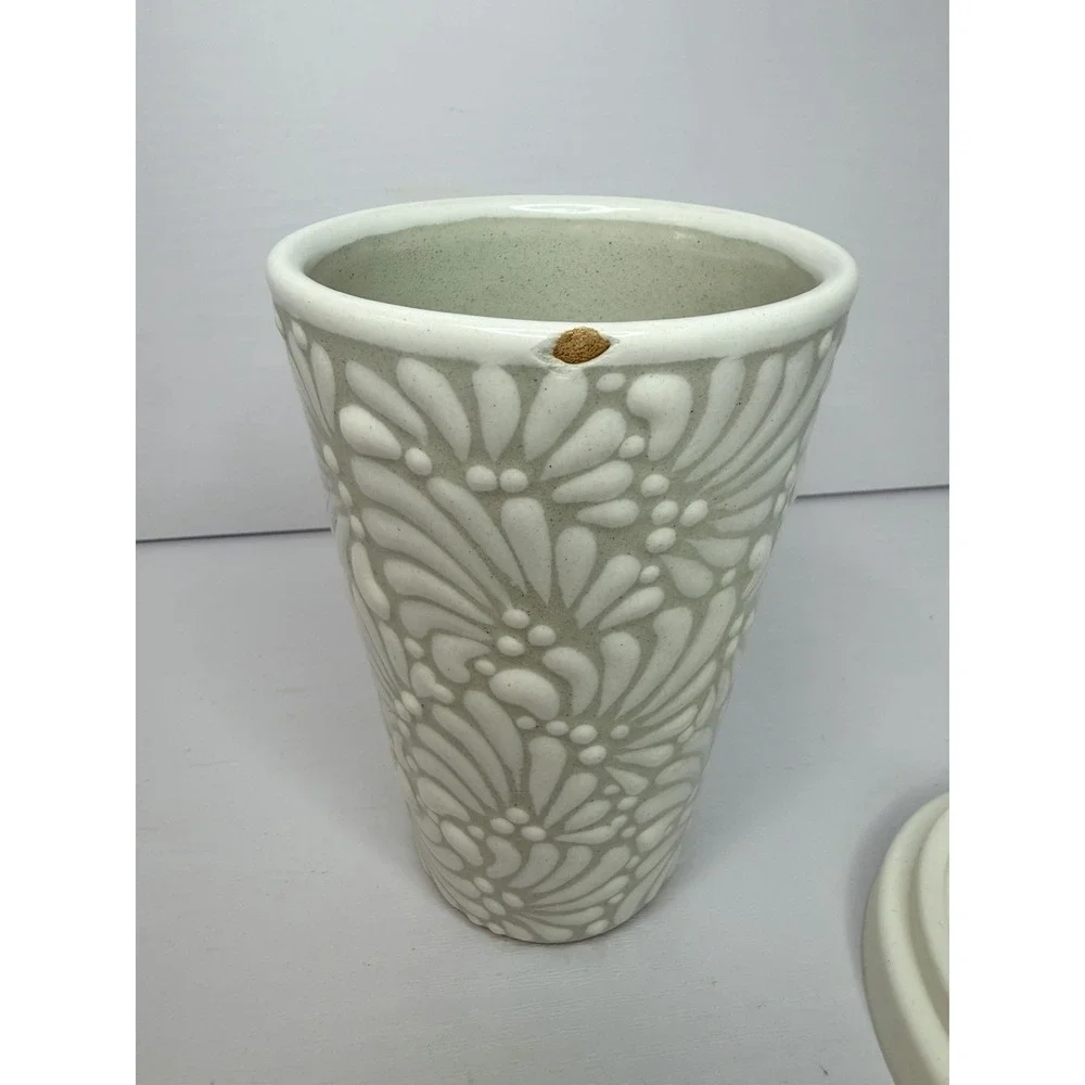 Talavera Coffee Cup, Tea Cup with Silicone Lid Hand Painted 15 oz